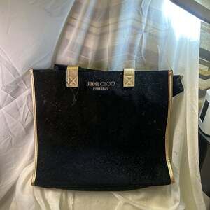 Jimmy Choo Parfums Black Velvet Gold Glitter Tote Bag